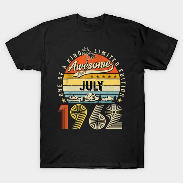 Awesome Since July 1962 Vintage 61st Birthday T-Shirt by Centorinoruben.Butterfly